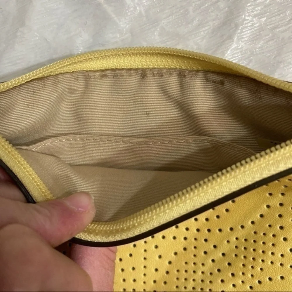 Coach yellow vintage y2k leather perforated signature c wristlet bag